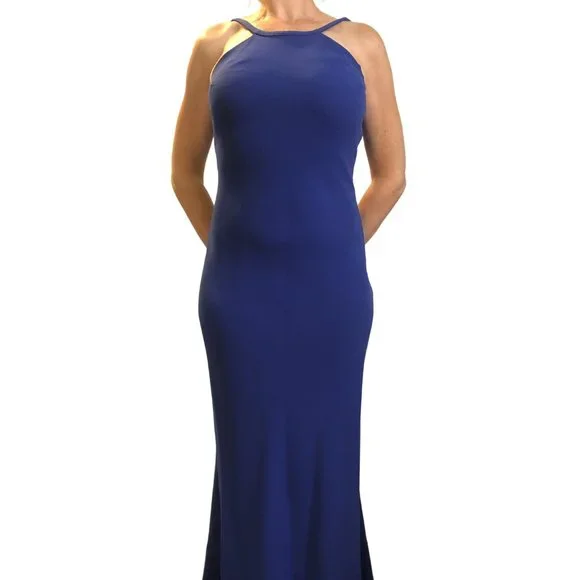 cobalt blue wedding guest dresses Madison Cobalt Blue Tulle Bridesmaid Midi Dress – Lace & Beads main image 0
